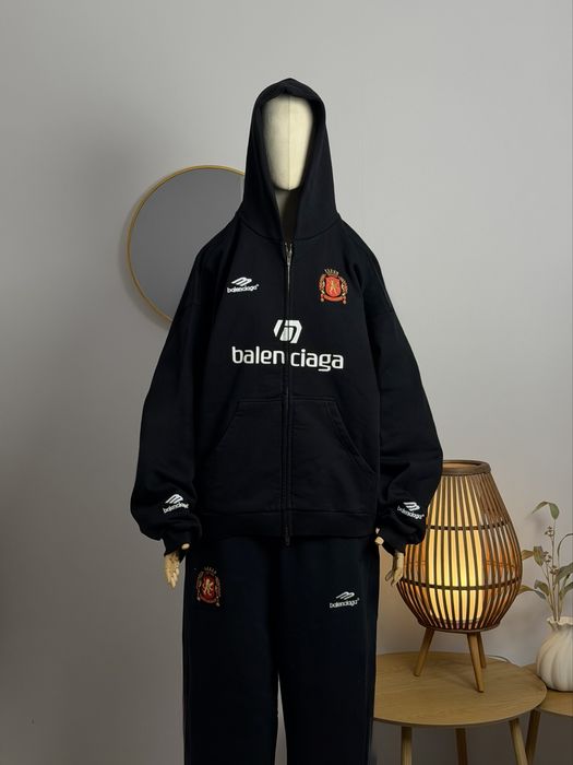 (S,M,L) Зіп-худі Balenciaga Soccer Paris Black Zip Hoodie.