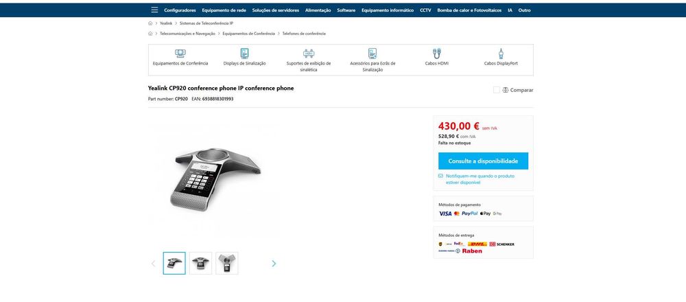 Telefone de Conferência IP Yealink CP920 – Som HD e Bluetooth (2 Unidades)