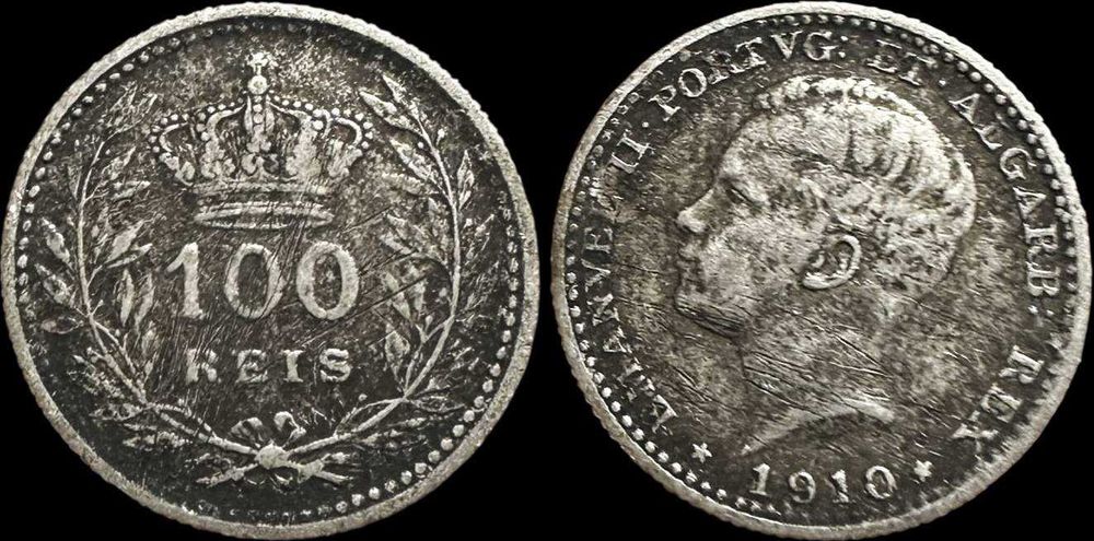 100 Reis - 1910 - D. Manuel II - Monarquia Portuguesa
