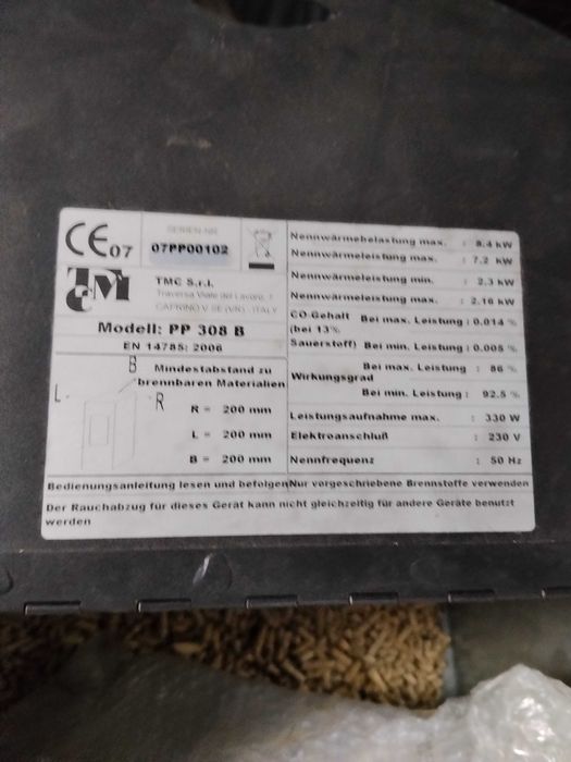Sprzedam piec na pellet TM 7kW