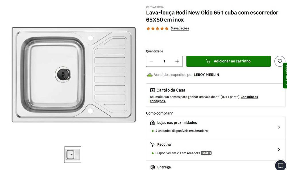Lava-louça em inox, novo