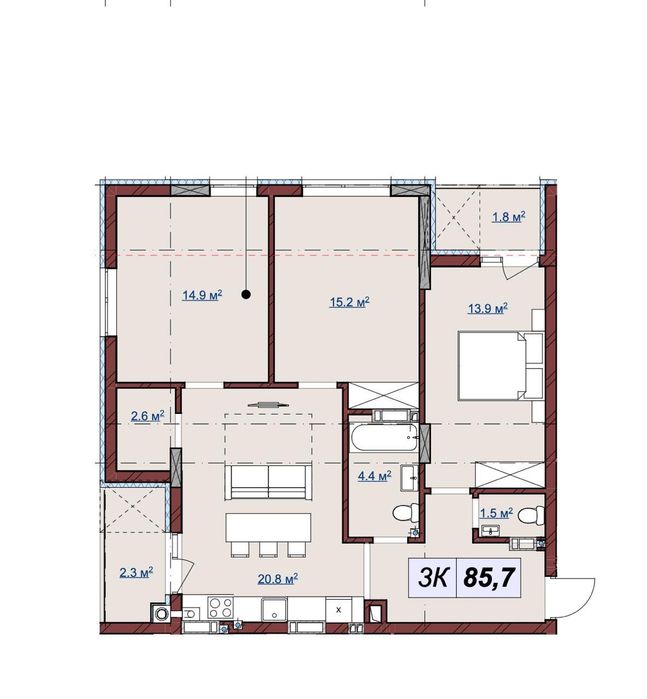 БЕЗ комісії/розтерм/3кім кв.86м,ЖК Бузковий2,л-ція Зелена-Навроцького