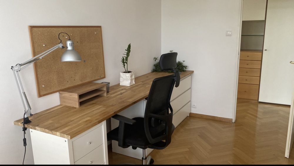 Biurko 3m: komoda Malm + regał Kallax + blat