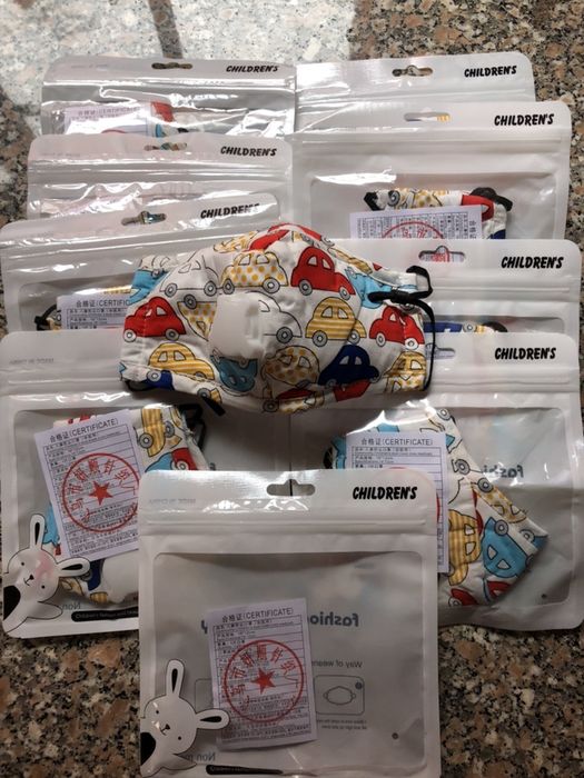 8 Máscaras Tecido Menino - com respiração e elásticos reguláveis