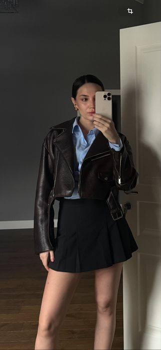 Спідниця-шорти Zara, розмір S, темно-синя в тонку смужку