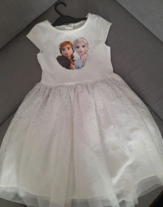 Elsa, Elza, Frozen, Kraina Lodu, sukienka tiul cekiny HM 122 128