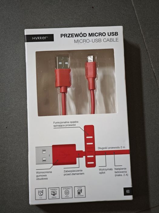 Kabel micro USB 2m czerwony