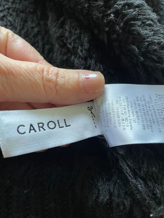 Casaco lã CAROL preto lã peluda L Senhora