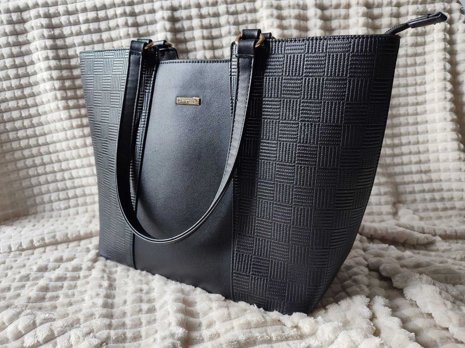 Torebka shopper WITTCHEN skóra naturalna saffiano czarna