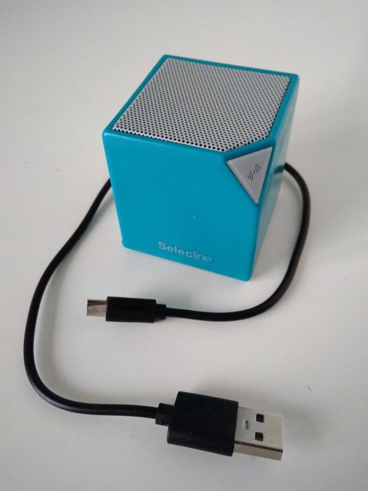 Bluetooth динамік Куб синій робочий колонка