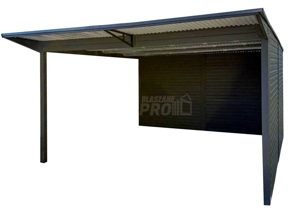 Carport – Wiata samochodowa CarPort 4×5 m – antracyt  dodatkowa zabudowa – dach spad w tył GP736