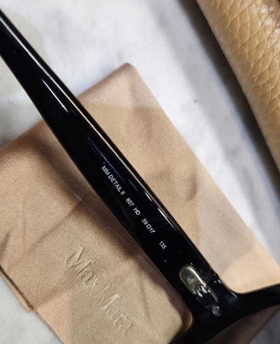Oryginalne okulary przeciwsłoneczne Max Mara damskie duże muchy glamou
