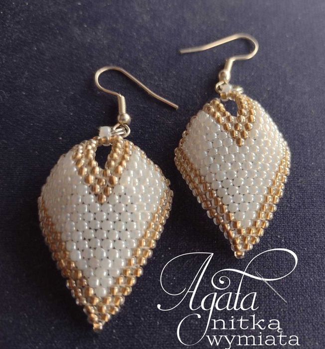 Kolczyki łezka biało złota