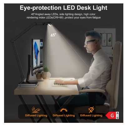 Candeeiro de Mesa LED com Braçadeira 24W Regulável Ultra Brilhante para Escritório NOVO