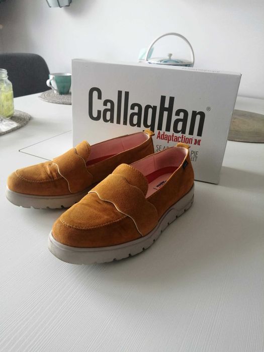 Callaghan Półbuty Musztardowe 37 Skóra Naturalna Zamszowe