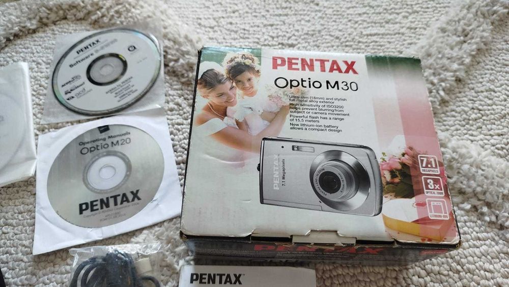 Pentax Optio M30 aparat cyfrowy retro digicam Y2K komplet pudełko