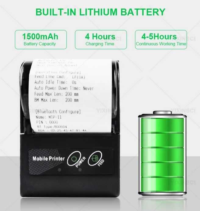 58mm Portable Thermal Receipt Printer with Bluetooth and QR Code64584409058690124