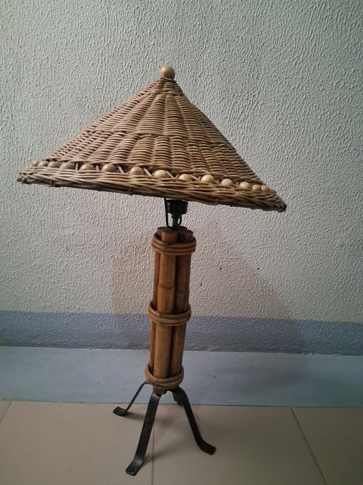Candeeiro de Mesa em Bambu - VINTAGE
