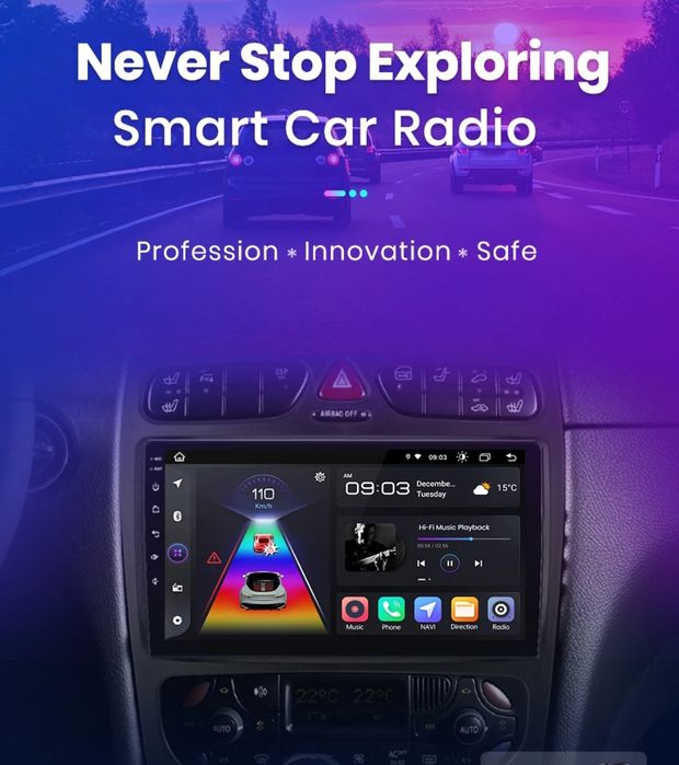 Rádio 9" android Mercedes C-CLK 2000-05 W203 S203 A209 WIFI GPS Novo