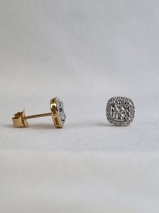 Luksusowe złote kolczyki z diamentami 585 sztyft brylanty