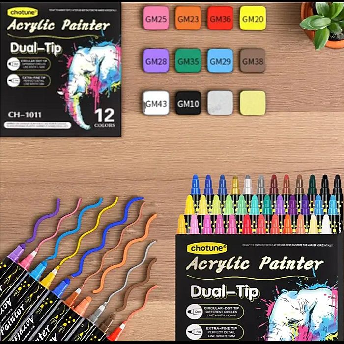 Двосторонні акрилові маркери Acrylic Painter CH-1011 - 12  шт.