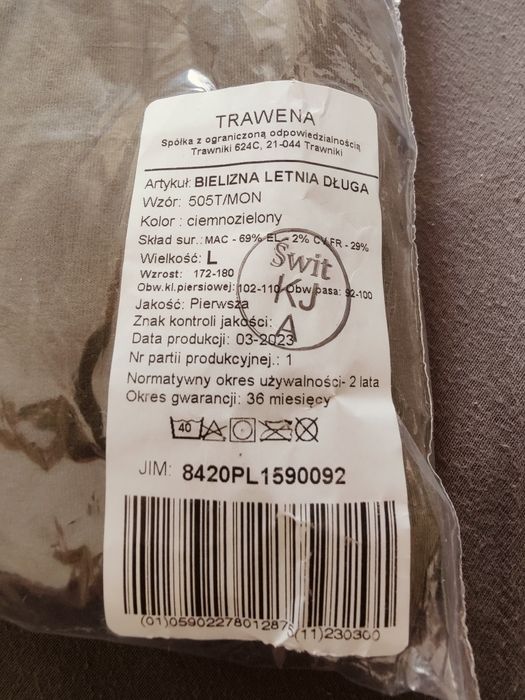 Bielizna letnia długa 505T/MON roz. L