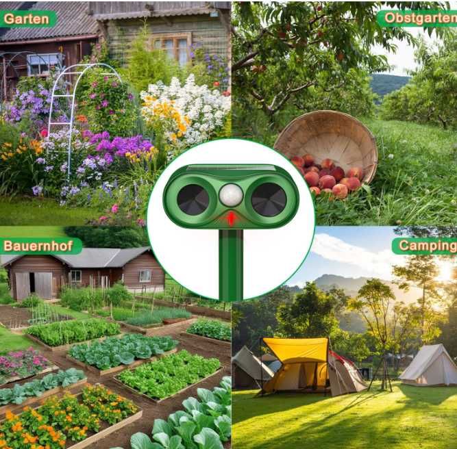 Solarny odstraszacz zwierząt ultradźwiękowy koty, psy, kuny, gryzonie