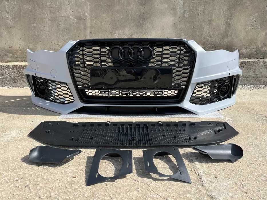 Передний бампер Audi A6 C7 2014-2018 RS6 решетка Quattro Full Black БАМПЕР ауди а6 с7 4g рест рс6