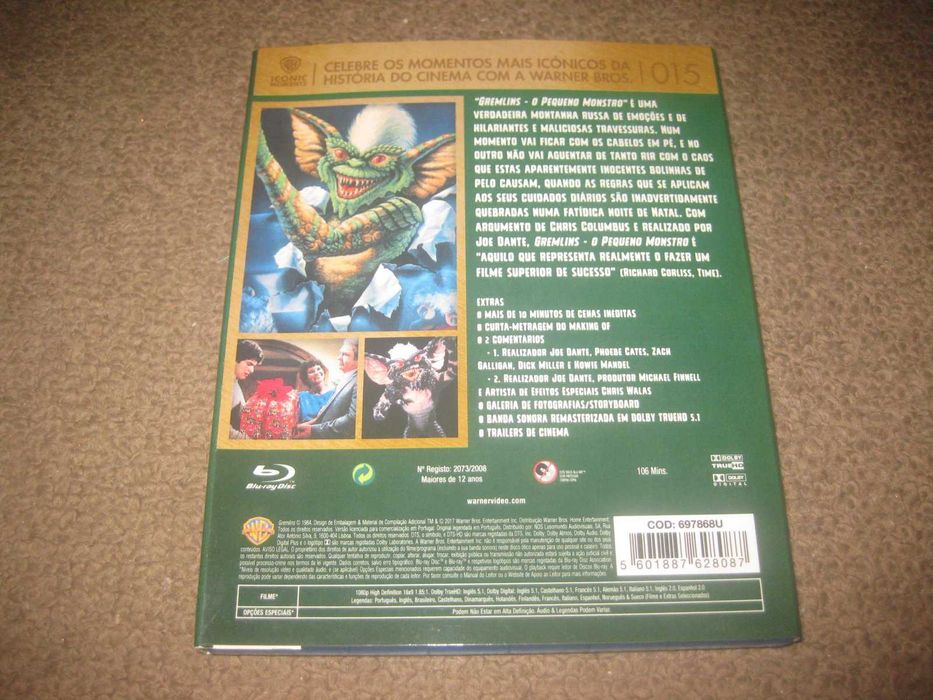 Blu-Ray "Gremlins- O Pequeno Monstro" Edição Especial/Slidepack/Raro!