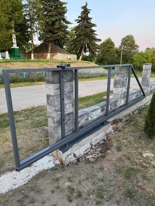 Откатные ворота из профнастила, Каркас откатных ворот, Ворота под ключ