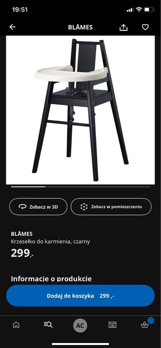 Krzeselko do karmienia Blames Ikea