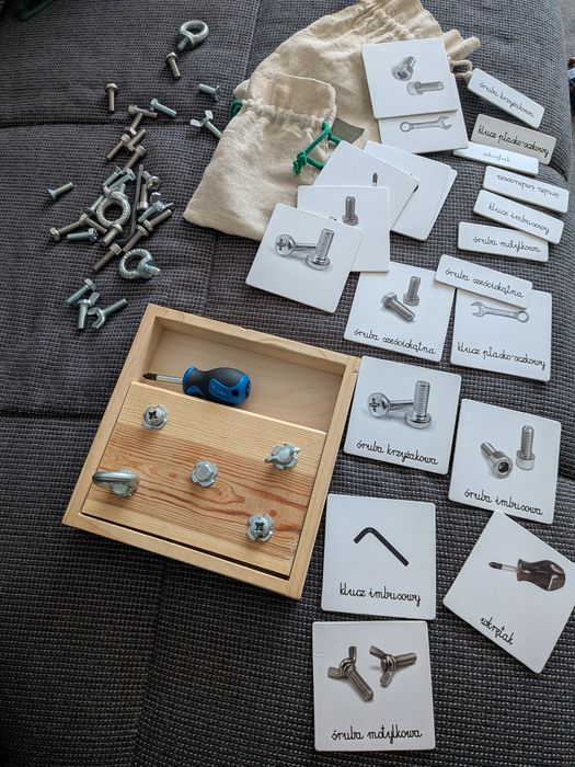 Montessori mały majsterkowicz śrubki śrubokręty Zabawki z duszą