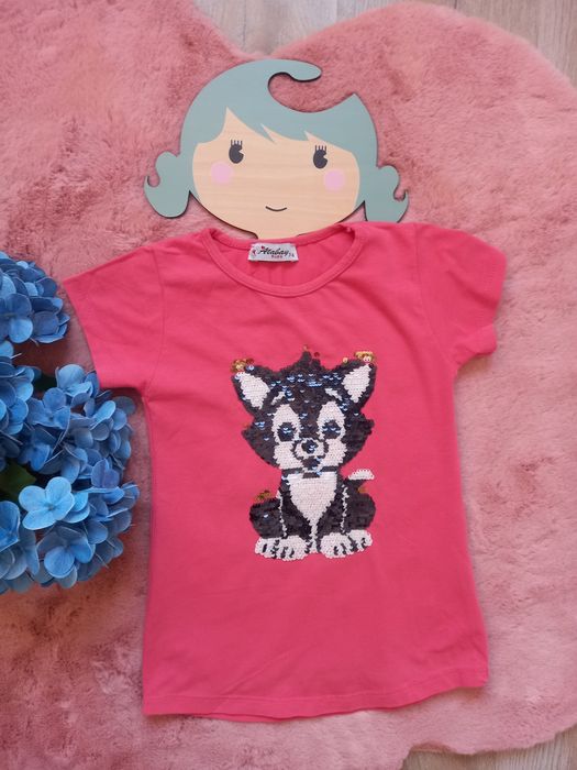 ZK Koszulka T-shirt Atabaj kids 7, 8 lat cekiny 122, 128 cm