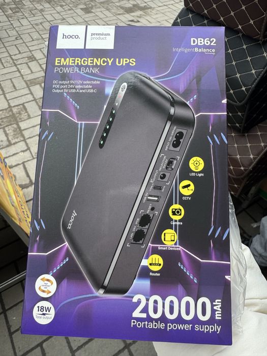 Джерело безперебійного живлення Hoco DB62 Mini UPS 20000 mAh Black