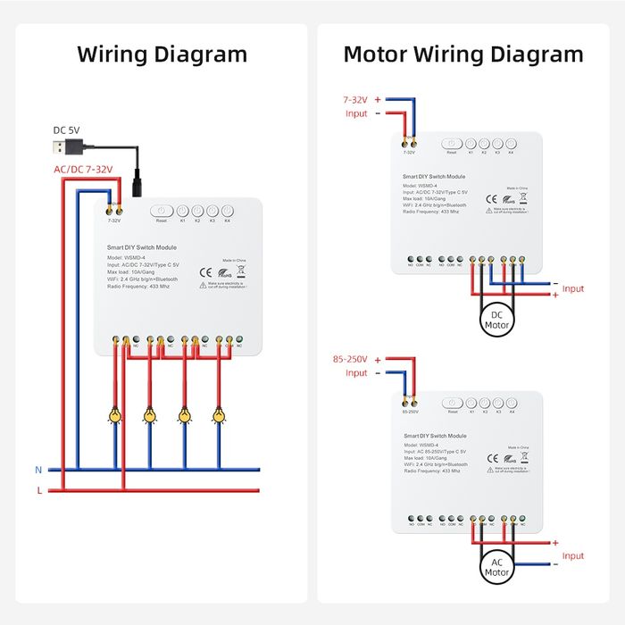 Tuya smart life 4-канальное умное реле, коммутатор, rf 433