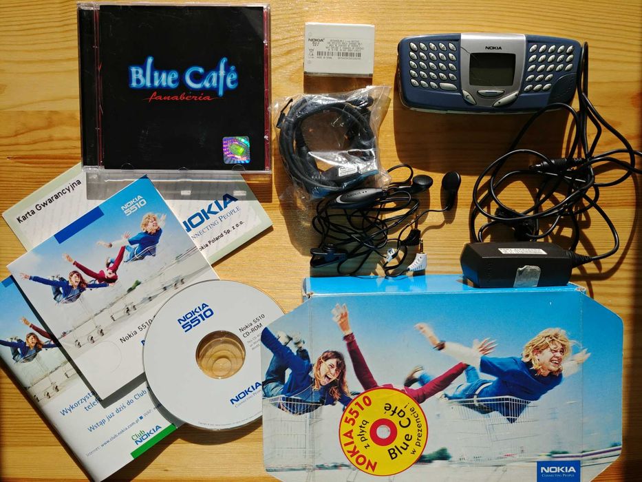 Nokia 5510 z oryginalnym pudełkiem, akcesoriami i płytą Blue Café
