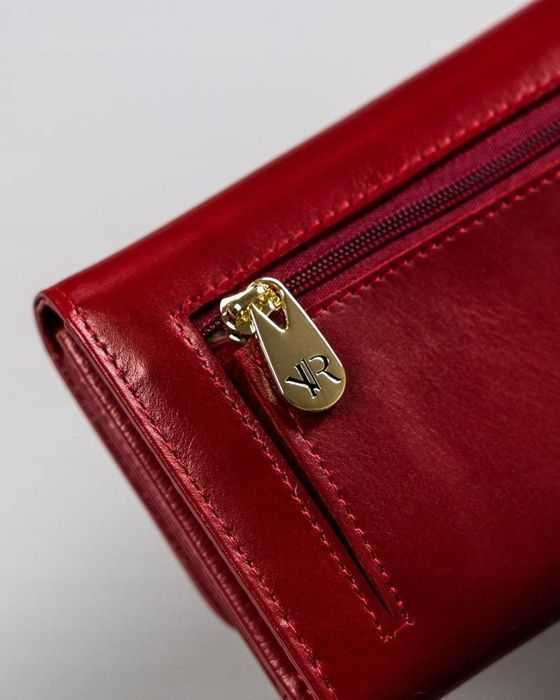 duży, skórzany portfel damski na zatrzask z systemem rfid - rovicky