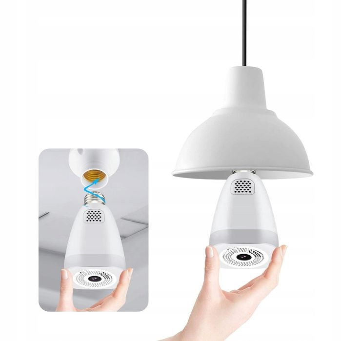 Bezprzewodowa Kamera Żarówka E27 Ip Wifi 3Mpx Led 360°