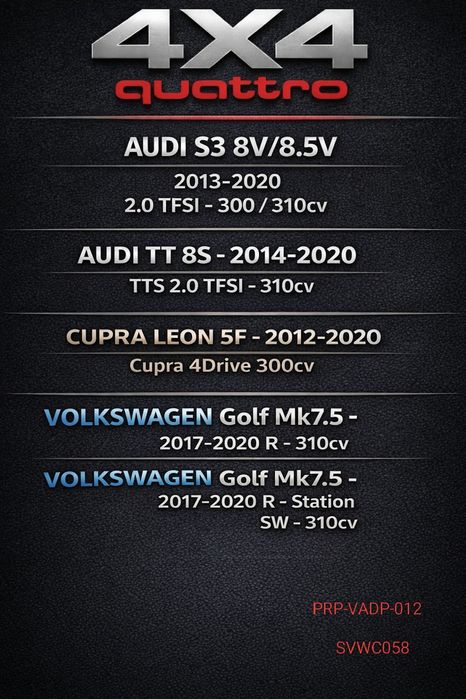 Downpipe GOLF R mk7  S3  TTS TFSI 4x4