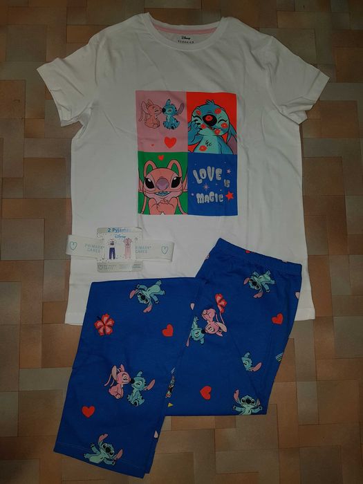 Яркая пижама котон, комплект Disney Стич Stitch футболка-штаны унисекс