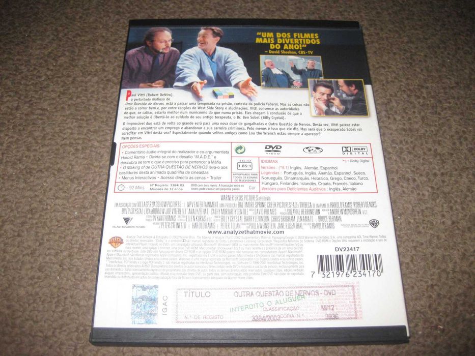 DVD "Outra Questão de Nervos" com Robert De Niro/Snapper!