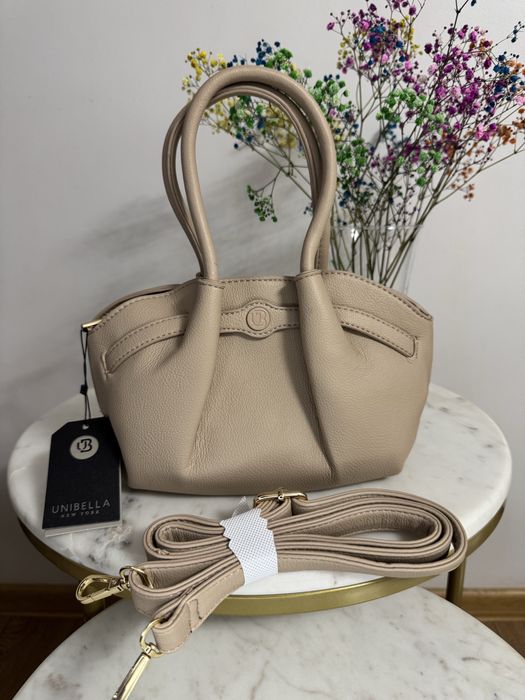 Torebka mini beżowa kawa latte ekoskóra modna