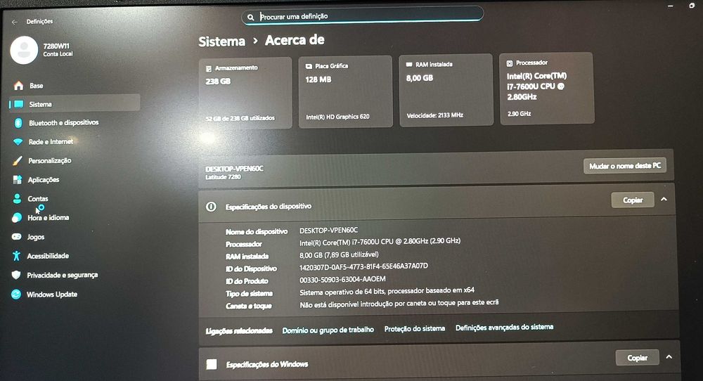Dell Latitude 7280 – Ecrã 12.5FHD/Intel Core i7/NVME/8GB RAM