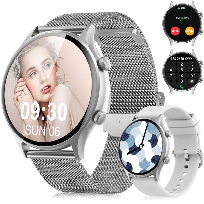 Smartwatch Damski Tisoutec Rozmowy Bluetooth 1,39 Cala Szary Zestaw