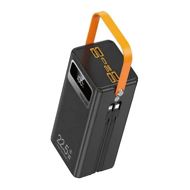 Мощный Повербанк 120W Super Fast Charge  [160000 mAh] с фонариком и встроенными кабелями