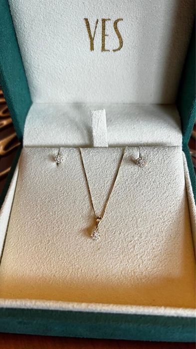 Łancuszek Zawieszka Kolczyki DIAMENTY Yes