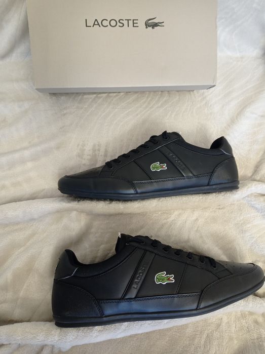 Buty Lacoste Chaymon rozmiar 46 czarne skóra skórzane sneakersy trampki męskie unikatowe ostatnie sztuki super stan jak nowe czarny super model
