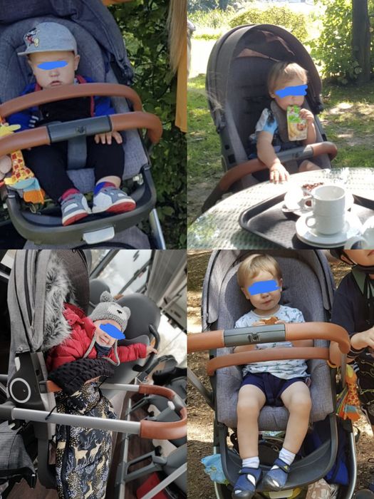 Stokke Crusi, Black Melange, skórzane rączki, wózek dziecięcy