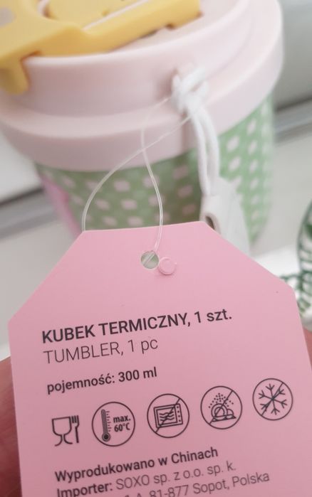 Kubek termiczny szczelny z rurką i słomką  termos bidon 300 ml.