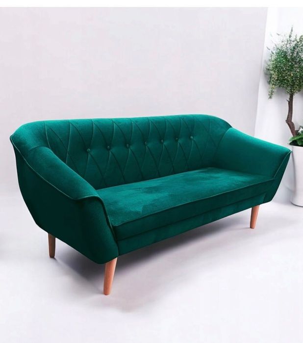 Stylowa sofa 3-osobowa – butelkowa zieleń